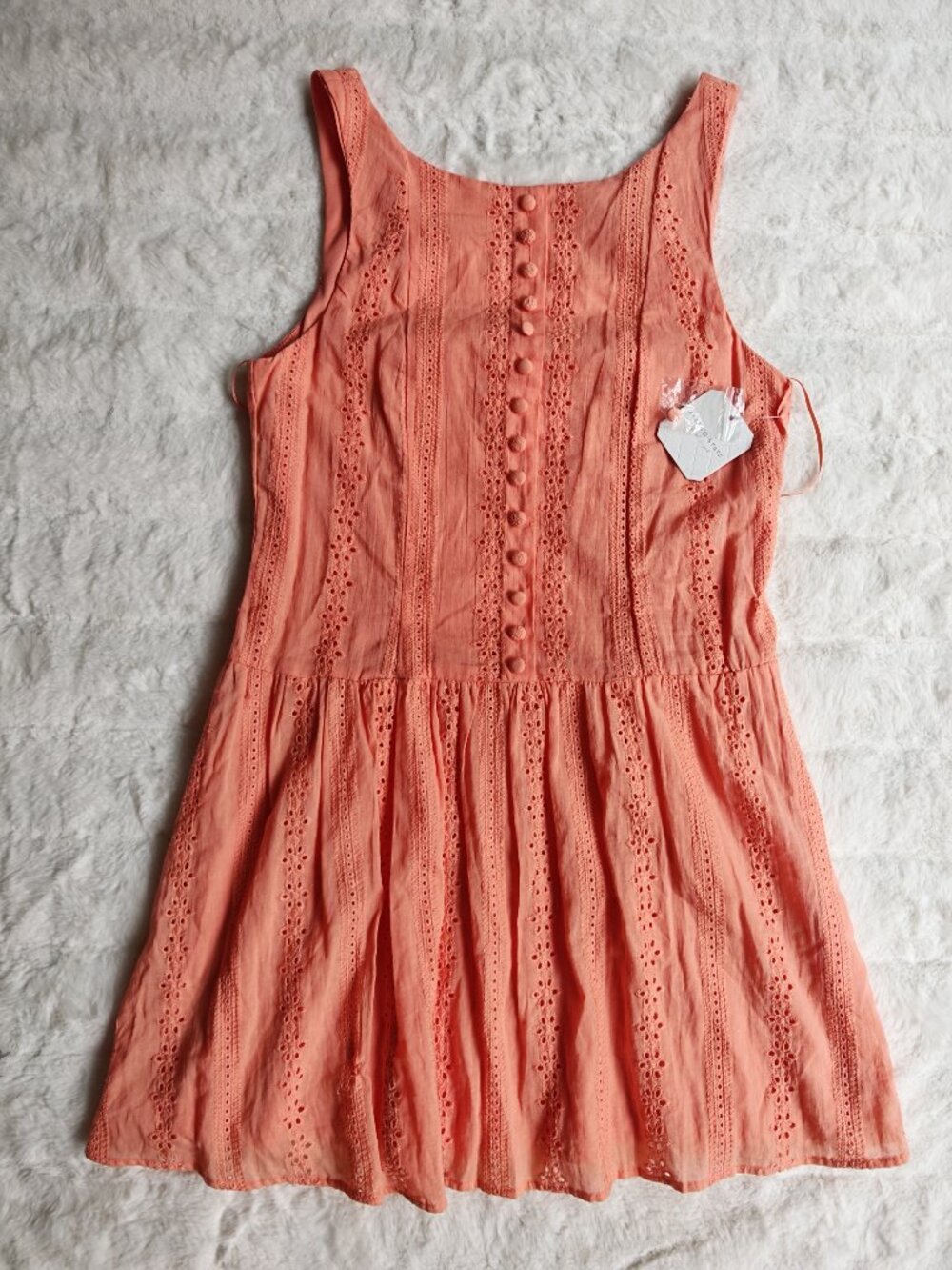 Altar’d State Coral Eyelet Lace Mini Dress Size M NWT - Picture 2 of 13